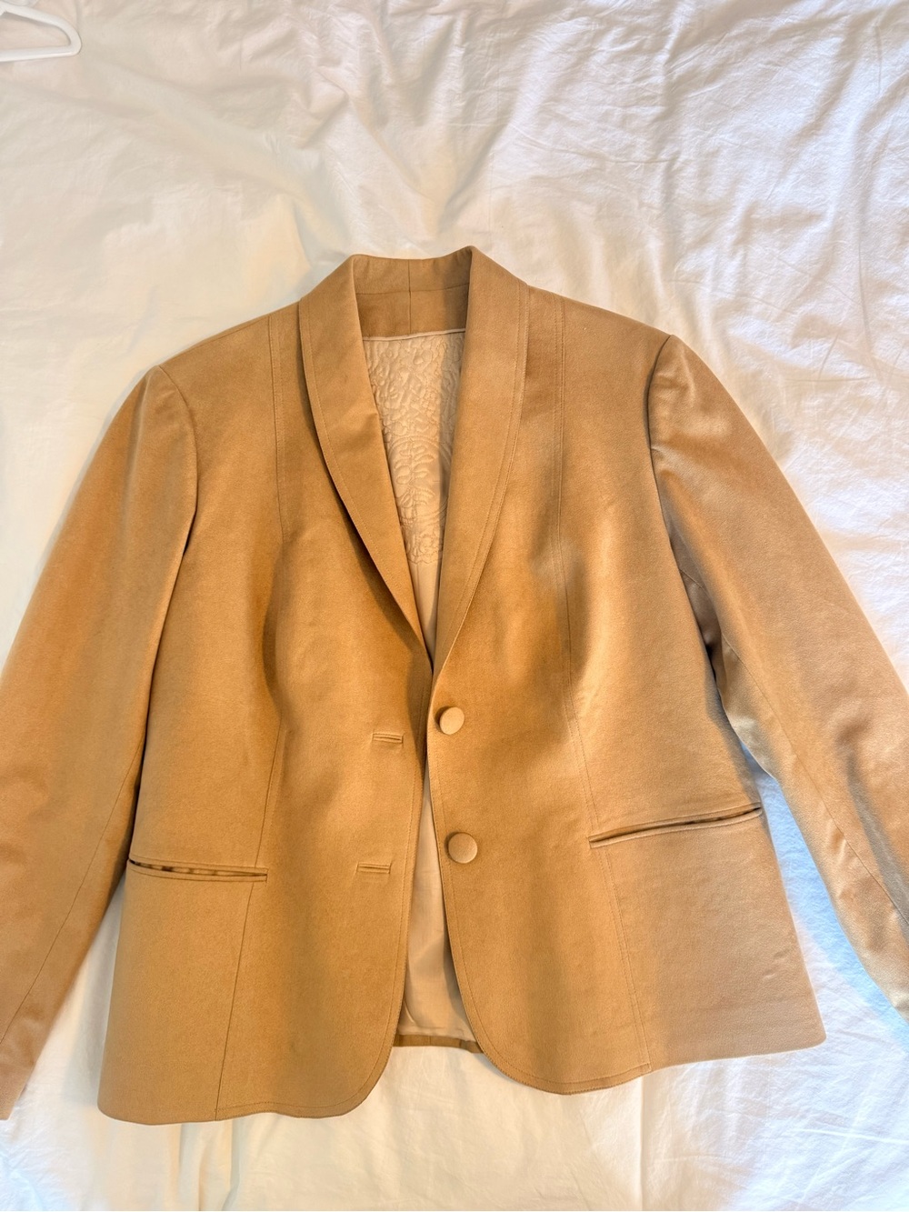 Women’s s Camel Blazer Jacket - Classic Single-Breasted Style - handmade no size